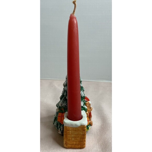Ceramic Christmas Tree With Bear Taper With Candle Holder - Picture 4 of 9